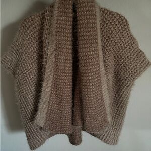 Simply Noelle Textured Knit Poncho - Tan